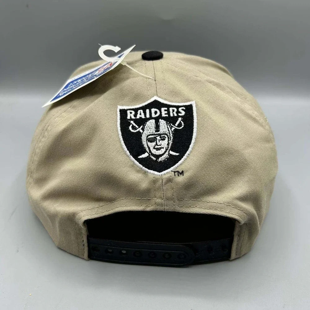 Vintage Las Vegas Raiders NFL Hat Men Beige Twins Enterprise Snap Back Cap New